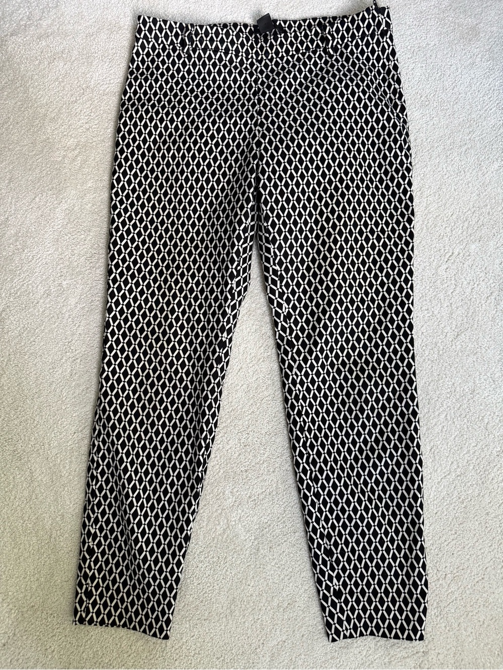 H&M Black and White Geometric Slim Dress Pants